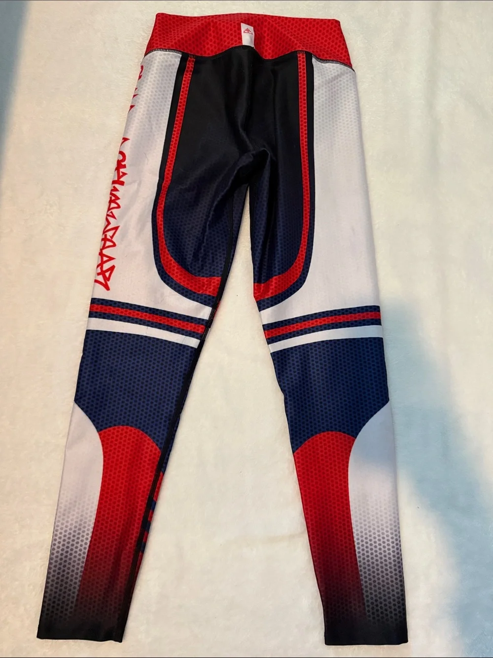 Athletic Red, Navy & White Women's Performance Leggings. OS Cima activewear